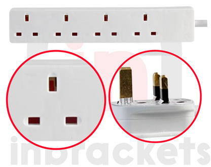 4 way Mains Extension Lead Cable Power 4 plugs Gang Socket Electric ...