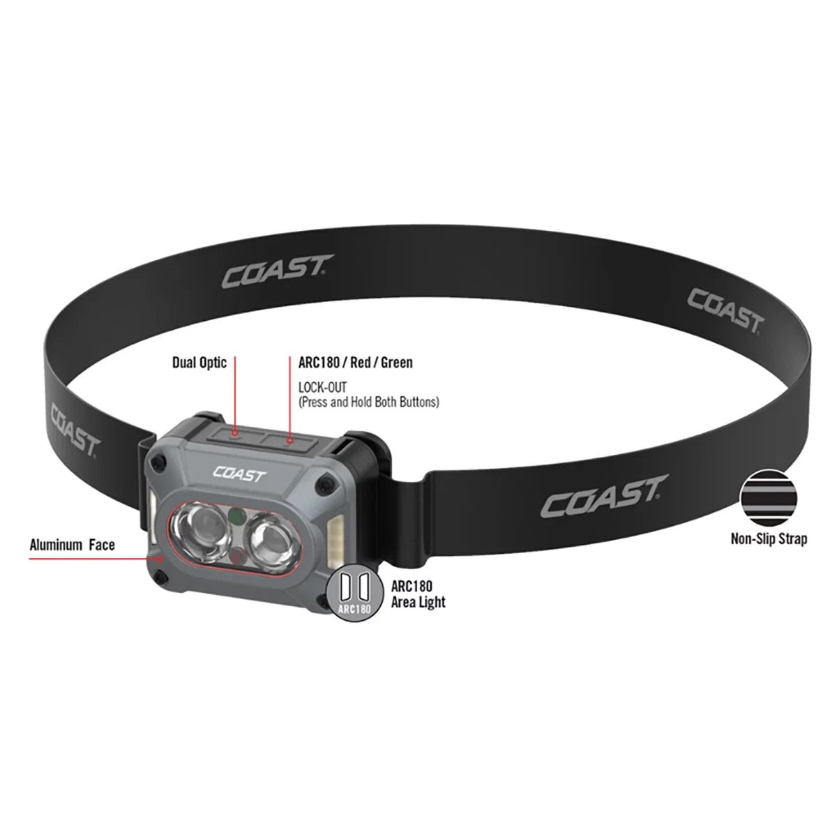COAST CH1000R Rechargeable 1000 Lumen Dual Power Headlamp – 3 Pack
