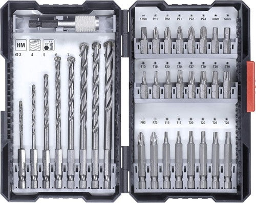 Kwb 33-Piece Hex Shank Masonry Drill & Screwdriver Bit Set for Impact Drivers