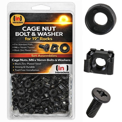 Black Cage Nuts Bolts Screws Washers for 19" Data Cabinet Rack Mount m6 50 / 100