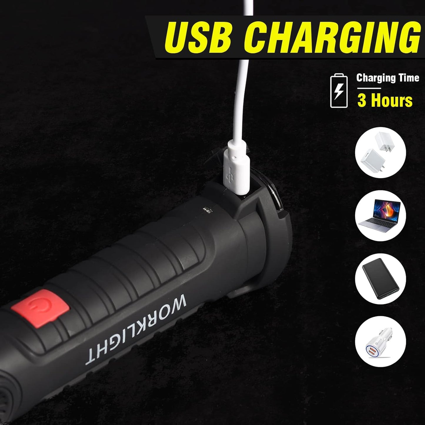 WorkLight LED Torch Rechargeable Inspection Lamp Mechanic Light 5 modes -2 Pack