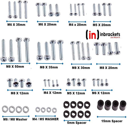 Universal Vesa Screw Bolt Washer Spacer Spares Pack Kit for TV Bracket Wall Mounts M4 M5 M6 M8