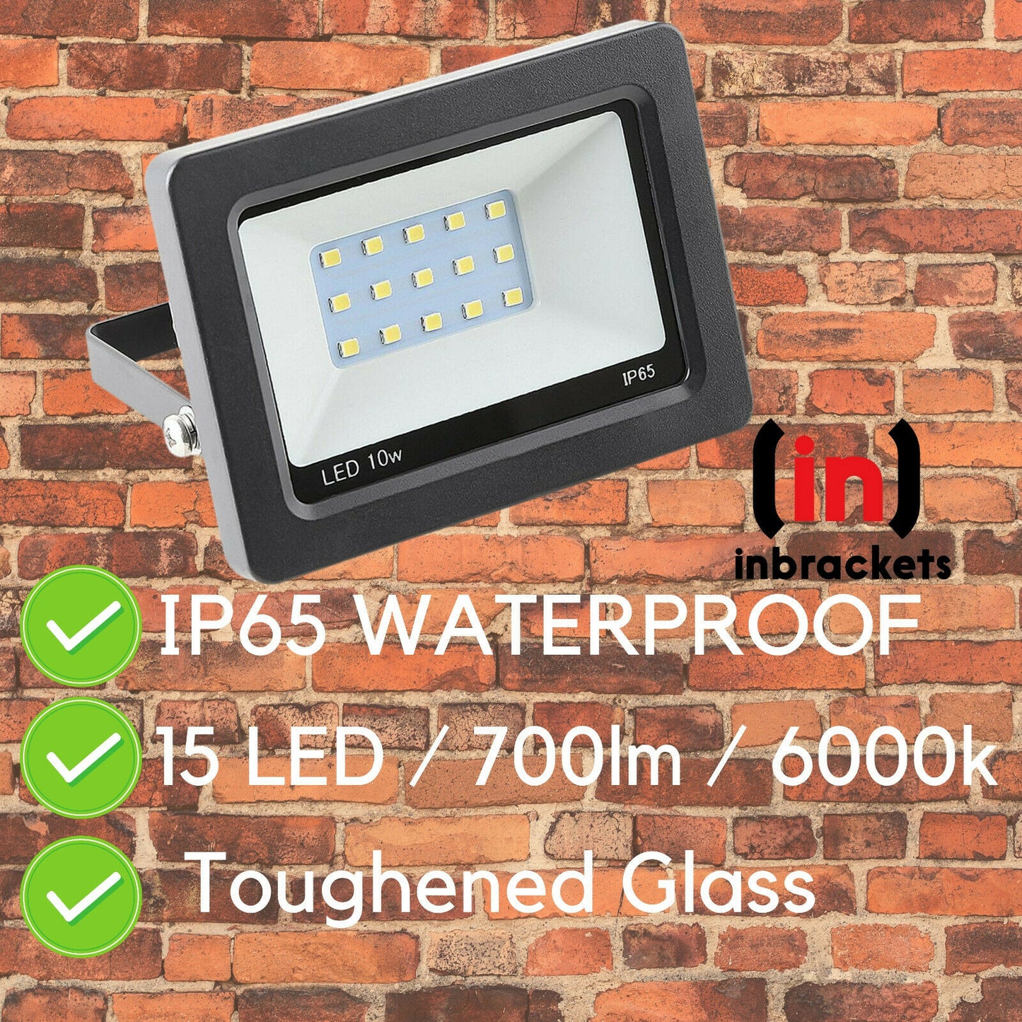 LED FloodLight 10W Waterproof IP65 700lm Daylight White Garden  VALUE TWIN PACK