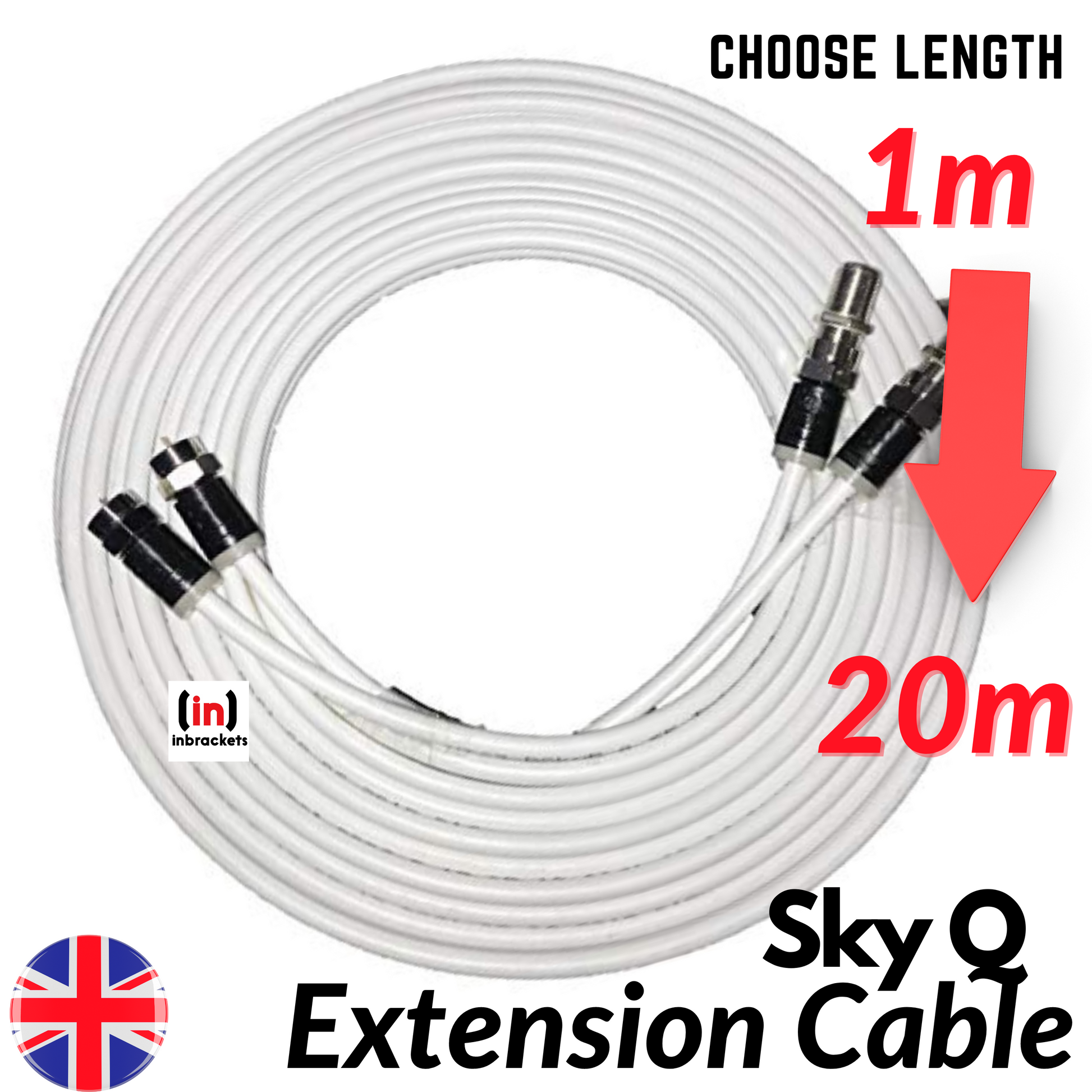 Cable Coaxial Satélite Doble Blanco De 20 M - Para Sky Plus Hd B 369369
