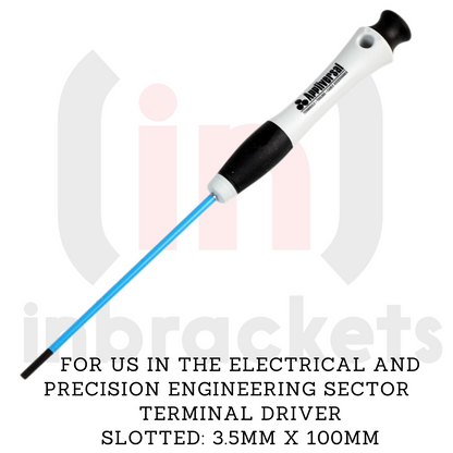 Inbrackets Professional Insulated Terminal Screwdriver Set - 2-Pack 3.5mm x 100mm Slotted Precision Screwdrivers for Electricians and DIY
