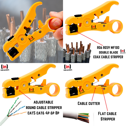 Compression Tool Coaxial cable Stripper Crimper 20 Connectors ct100 RG6 wf100 UK