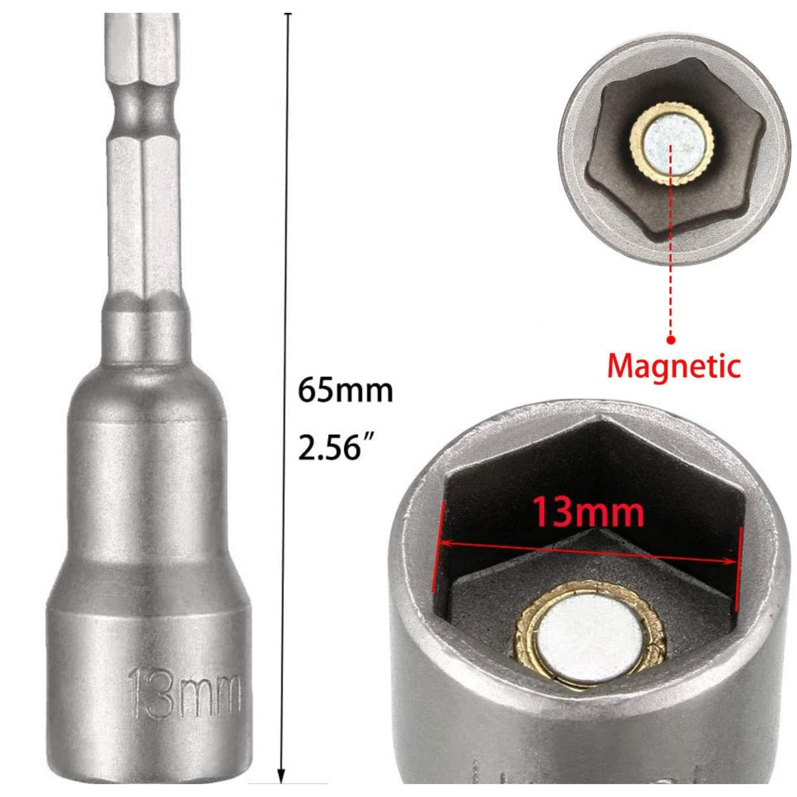 Nut Setter Spinner Driver Drill Bit 13mm Magnetic Hex Shank Nut Spinne ...