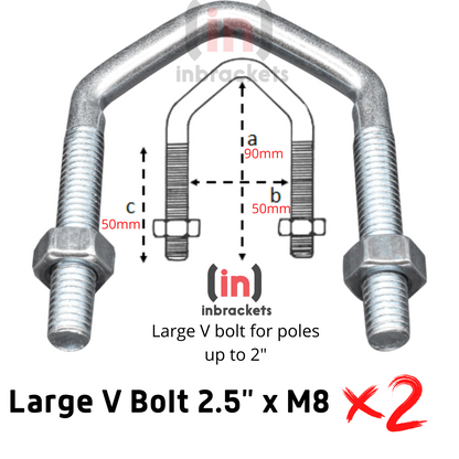 V Bolts M8 U Bolt for TV Aerial Satellite Dish DIY Mast bracket Caravan x 2