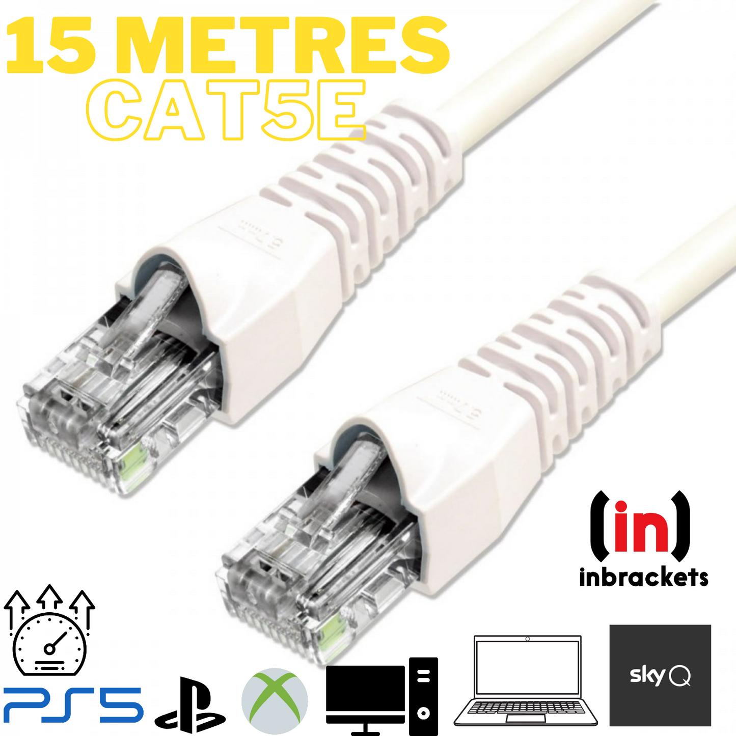 Internet Ethernet Cable RJ45 Network Lead Cat5e PC Xbox PS5 Sky Q 15 Metres