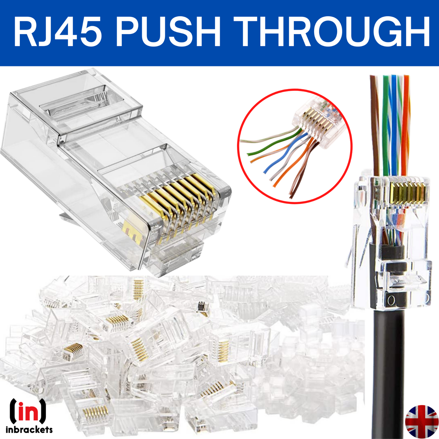 CAT 6 Pass Through EASY FIT Connectors Crimp End Push Through RJ45 Crimp plugs