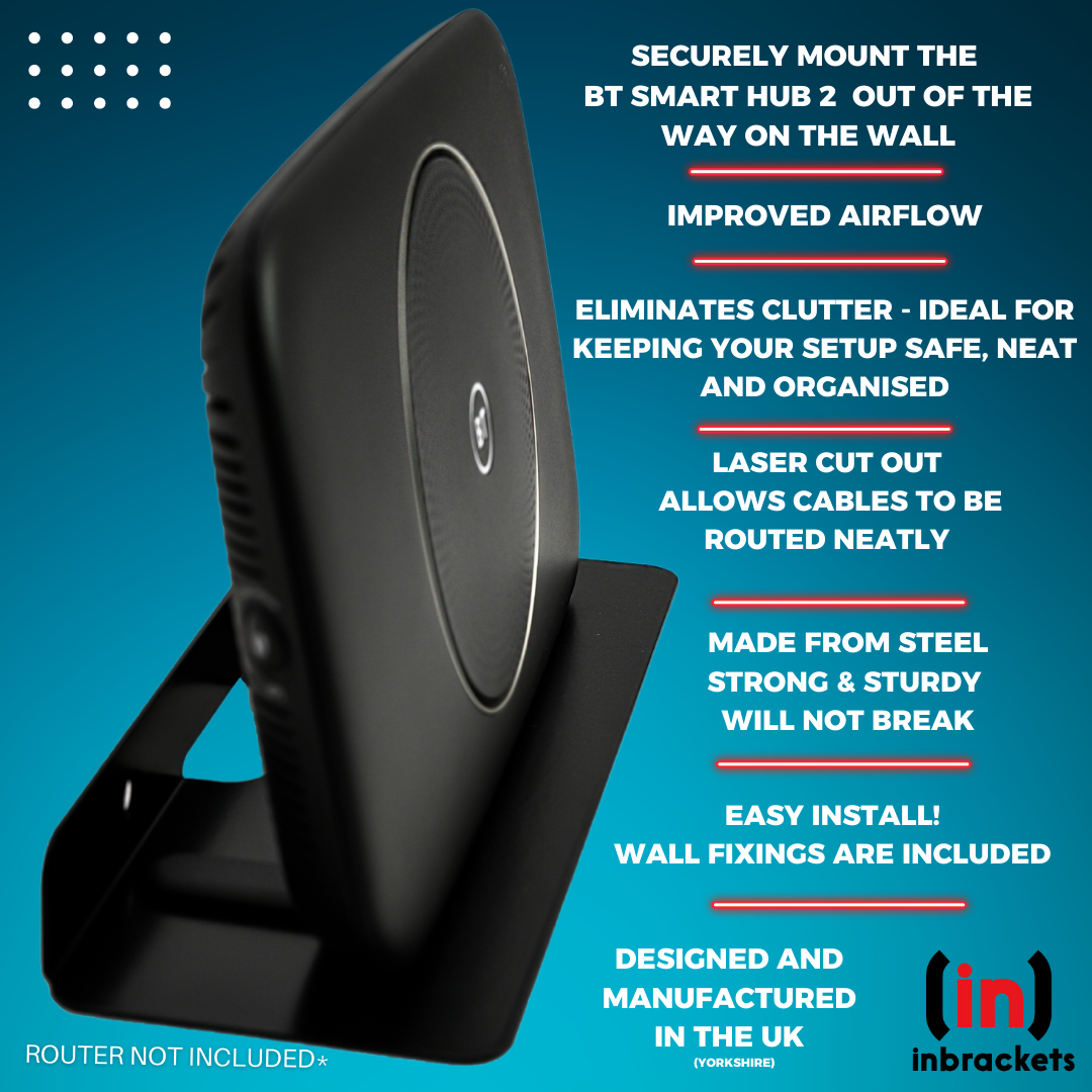 BT Smart Hub 2 Wall Mount Shelf Black Steel | Inbrackets