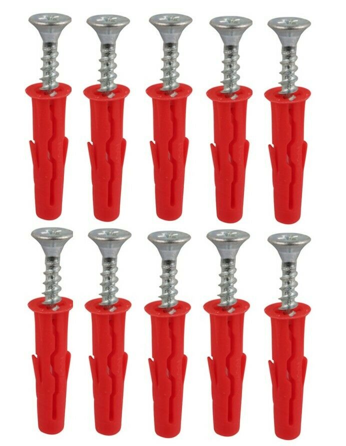 6mm Red Wall Plugs and Screws Uno Multipurpose