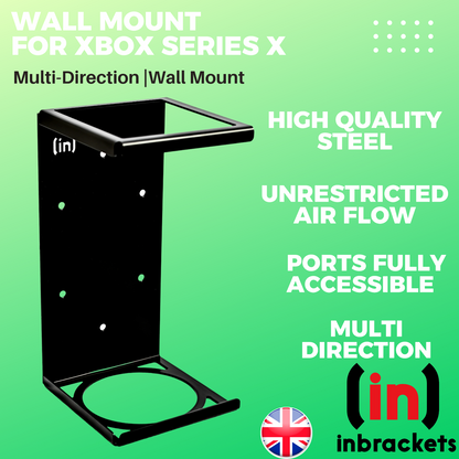 Xbox Series X wall mount bracket - Black Steel - quick install - UK Made