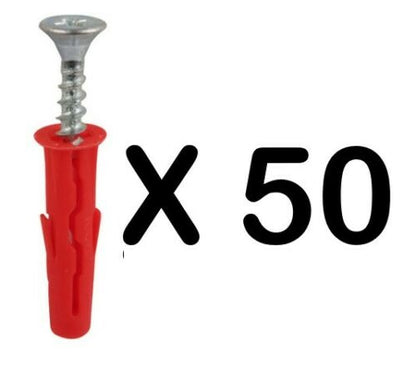 6mm Red Wall Plugs and Screws Uno Multipurpose